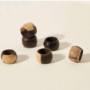 SIAFU HOME X GOODEE Set Of 6 NAPKIN RINGS EBONY WOOD HANDCRAFTED IN KENYA $100